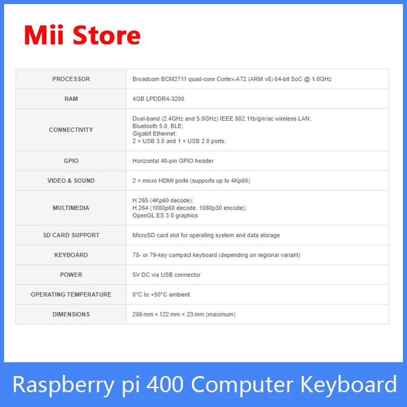 Raspberry pi 400 Комплект клавиатуры для персонального компьютера 4 Гб ОЗУ 1 8 ГБ