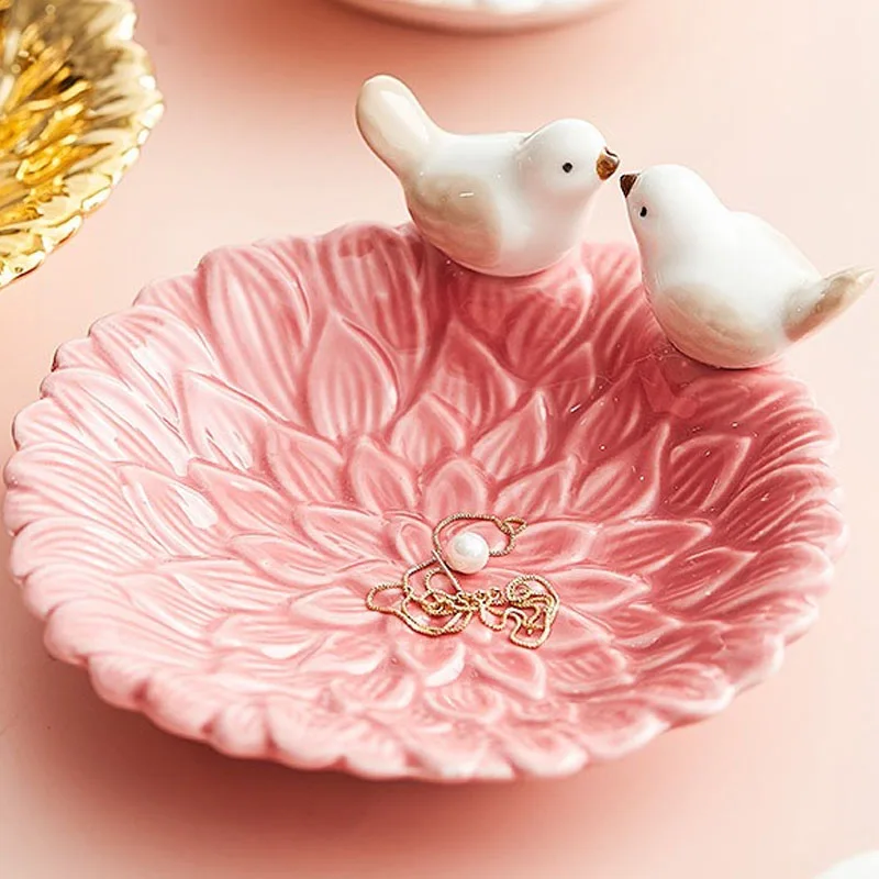 

Ceramic Jewelry Storage Tray Earrings Necklace Ring Display Plate Fruit Dessert Dish Home Living Room Kitchen Cute Decoration