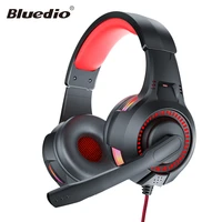 bluedio d5 gaming headphone computer headset usb 3 5mm wired headphone on ear headphone with mic led light for gamer pc laptop