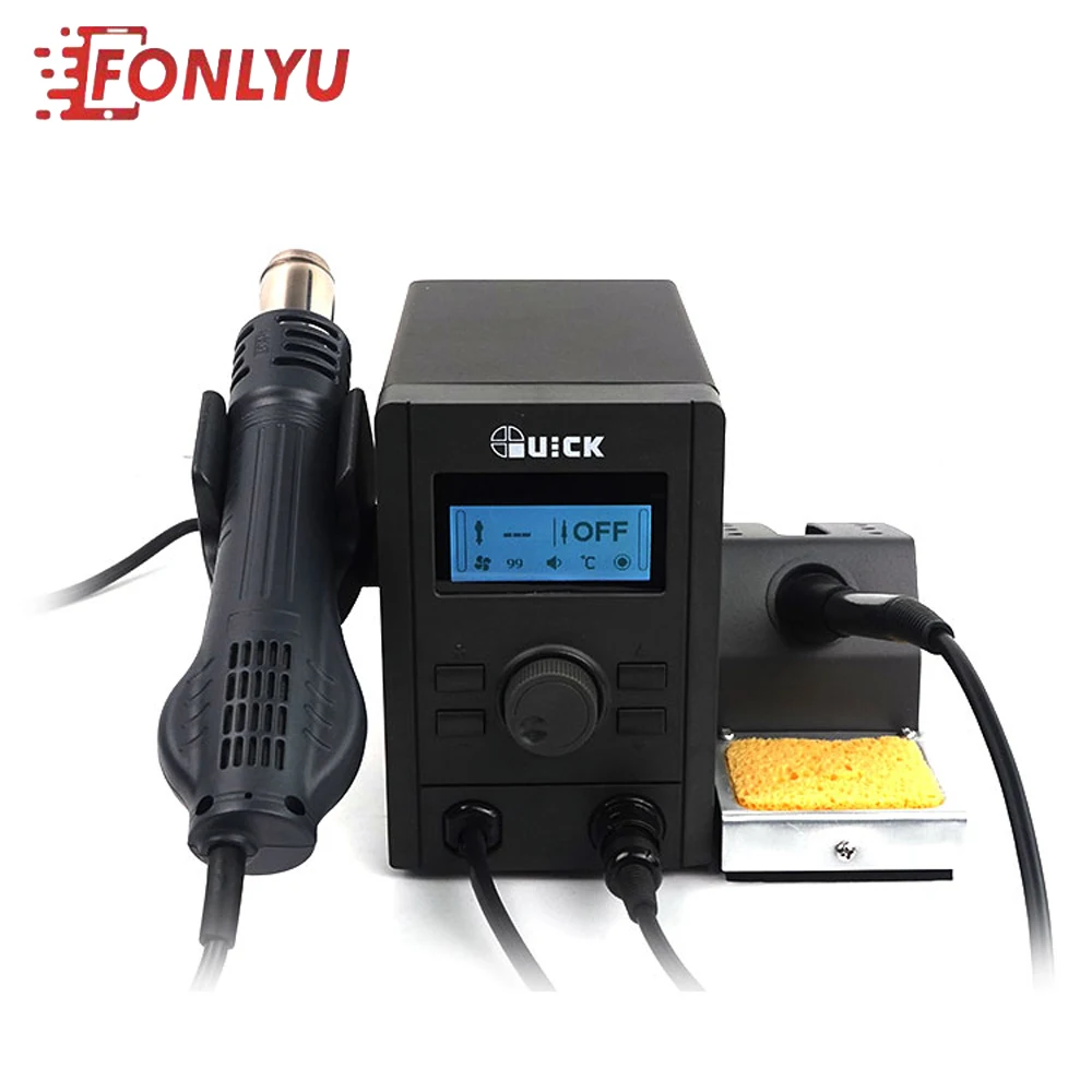 

Паяльная станция QUICK 715 2 в 1, равно быстрому 2008 пневматическому пистолету и быстрому паяльнику 936A, набор для ремонта материнской платы