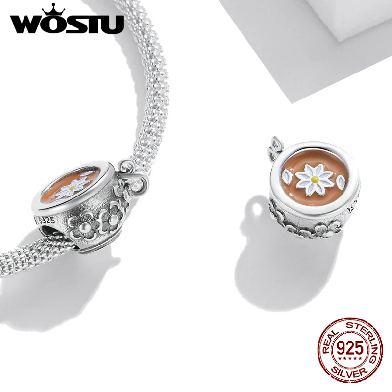 WOSTU 925 Стерлинговое Серебро кофейная чашка медведь Китти Божья коровка радио