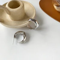 s925 needle modern jewelry hoop earrings popular design silvery plating metal earrings for girl fine accessories gifts