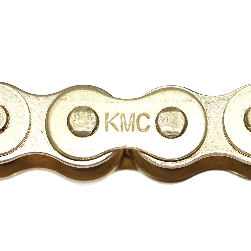 Фото Золотая цепь KMC для мотоцикла 428, 102/104/108/110/118, звенья, подходит для 110, 125, 140, 150 куб.см, мотоцикл для пит-байка №1