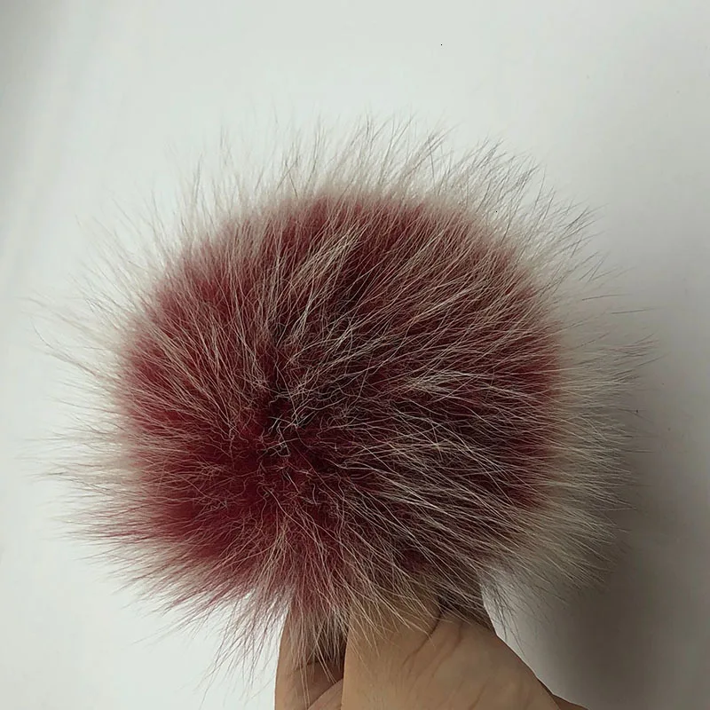 15 см натуральный животный Hairball Hat помпон ручной работы DIY действительно енот большой волос шар шляпа помпон с пряжкой