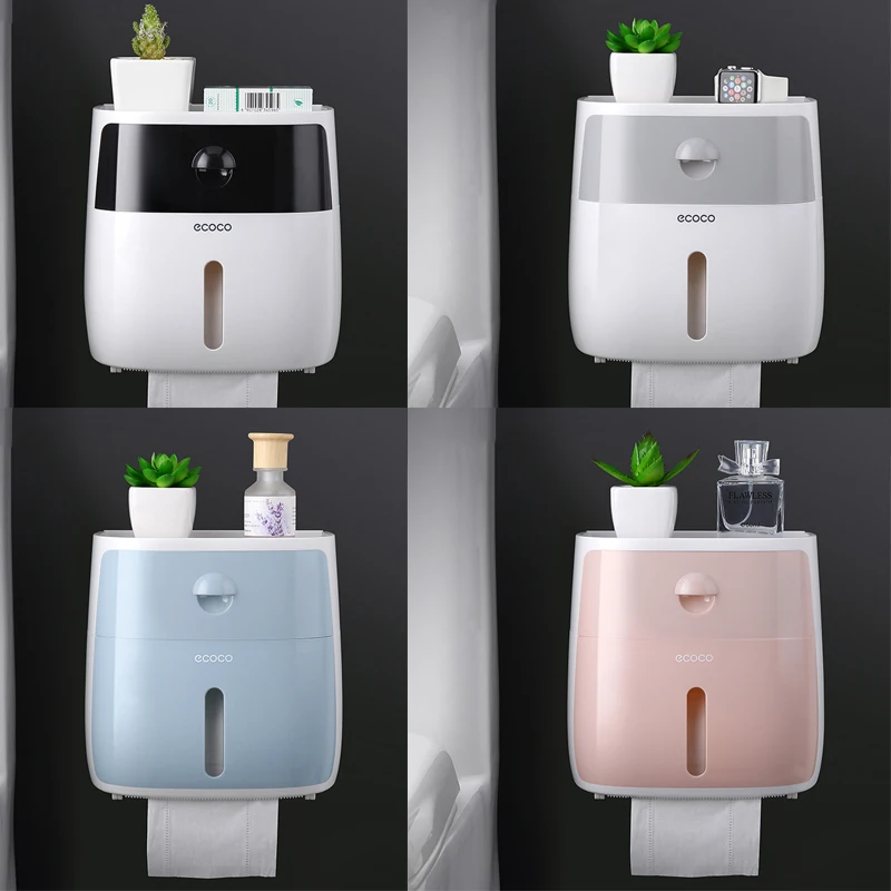 

Toilet Paper Holder For Toilet Waterproof Wall Mounted Toilet Paper Tray Roll Paper Tube Storage Box Bathroom Tray Tissue Box