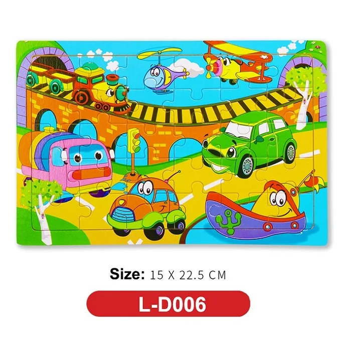 L-D006 Горячая новинка 30 шт. деревянный пазл животное детская игрушка деревянные пазлы мультяшный автомобиль Обучающие Развивающие игрушки для детей - Цвет: L-D006