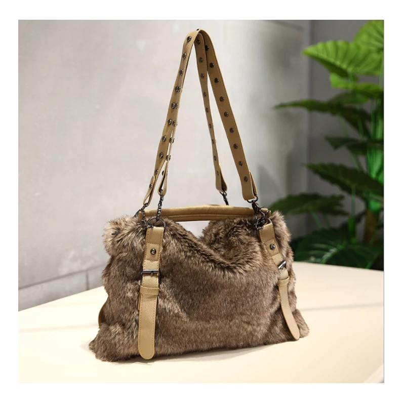 Осенние и зимние новые модные сумки популярная женская меховая сумка тренд дикая
