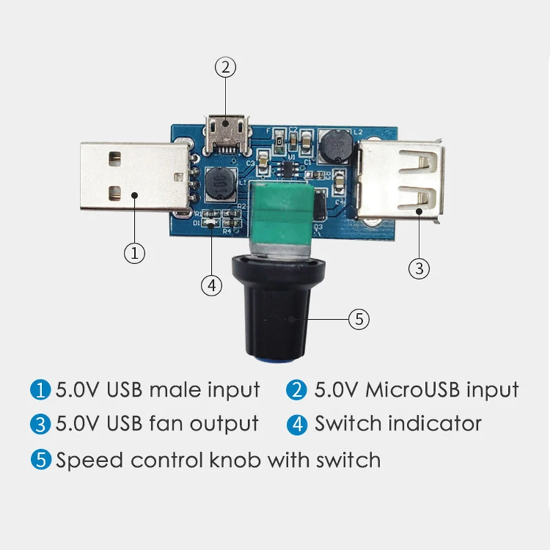 USB-контроллер скорости вентилятора бесступенчатый регулятор для снижения уровня