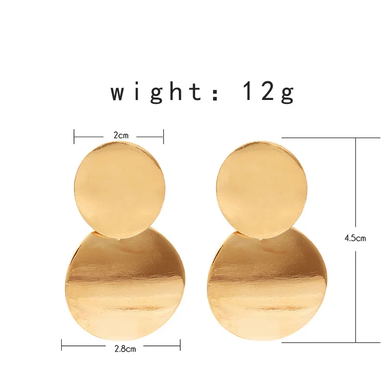 Уникальные Металлические Висячие серьги трендовые круглые золотого цвета для