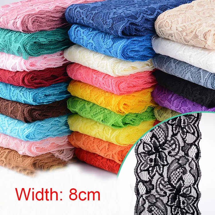 Эластичная кружевная лента для рукоделия 8 см | Дом и сад