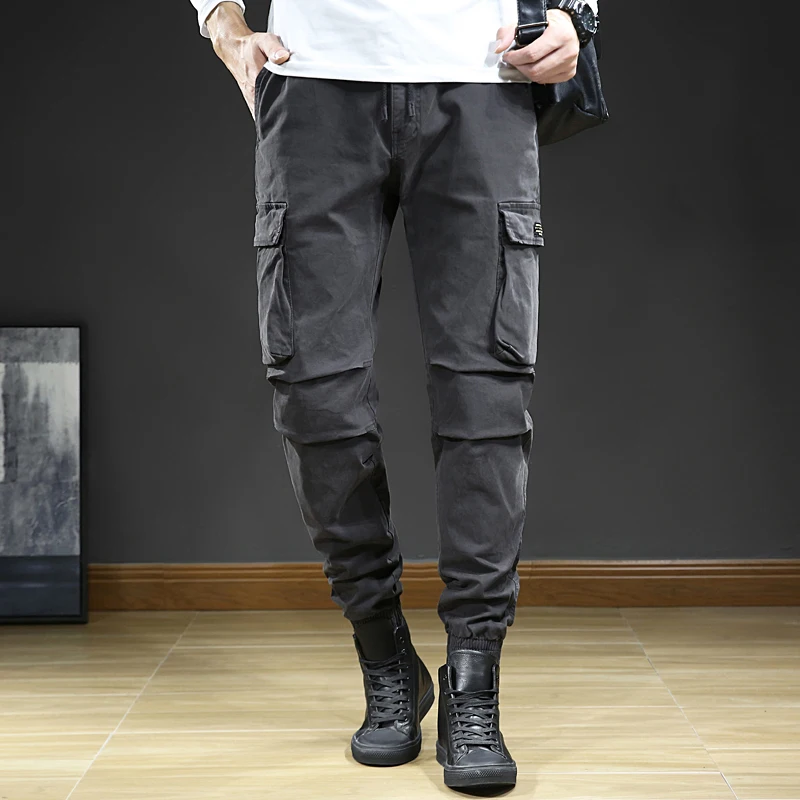 

Men's Cargo Pants Men 2021 New Fashion Casual Street Jogging Pants Stacked Sweatpants Slim Fit Solid Color Pencil Pants For Men