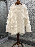 tops fashion sweaters pullovers 2022 spring autumn winter tops women crystal beading ribbon bow deco long sleeve knit sweater