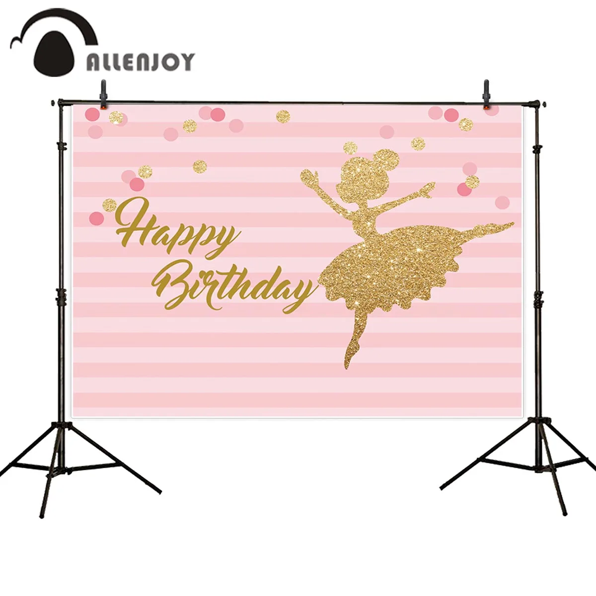 Allenjoy фон для дня рождения праздничный балетная девушка в горошек розовая полоска