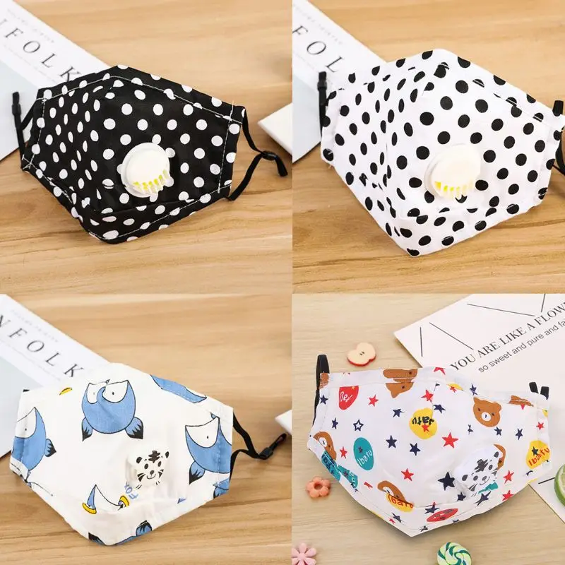 

Cotton Mask Kids Adult Cartoon Mouth Mask with PM2.5 Filter Breath Valve Washable Face Cover