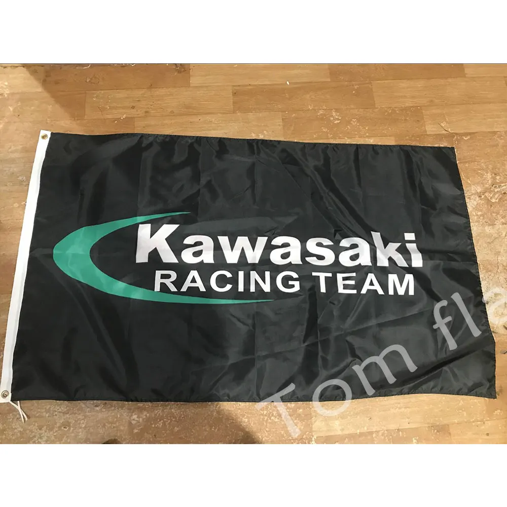 

Флаг Kawasaki 3X5FT баннер 100% полиэстер Автомобильный флаг