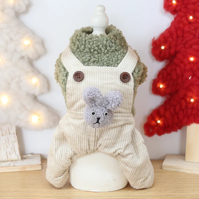 

VOW Thickened Striped Strap Four-legged Pet Clothing Warm Cotton Padded Autumn And Winter Cotton Small Dog Clothes 2021 New Hot