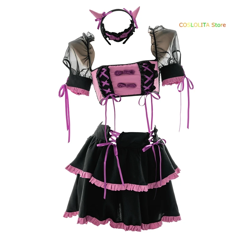 

Women Retro Ruffle Little Witch Wrapped Chest Nightdress Girls Student Cute Ribbon Lace Skirt Sleepwear Halloween suit Cosplay