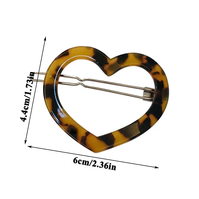 

Fashion Arylic Heart Shaped Hair Clips For Women Acetate Barrette Headwear Leopard Hairpin Girls Hair Styling Accessories
