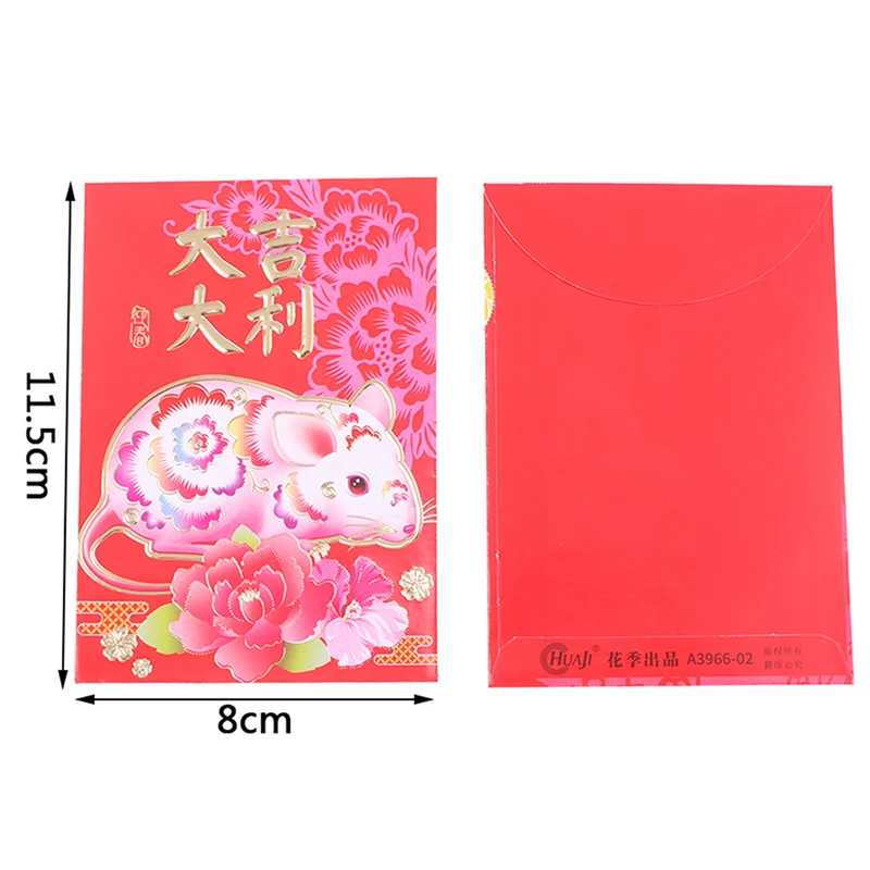 6 шт 2020 милые Мультяшные крысы Фортуна новый год красный карман красные конверты