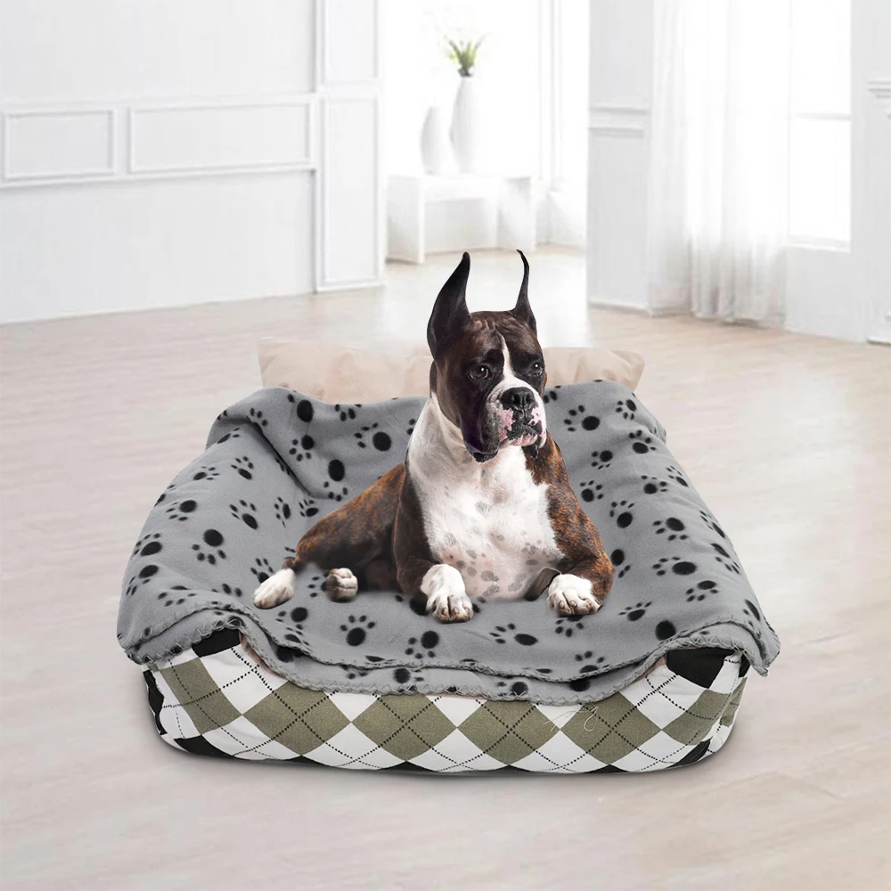 

Soft Cute Pet Dog Blanket Winter Warm Cat Dog Bed Mat Print Sleeping Mattress Small Medium Large Dogs Fleece Pet Supplies