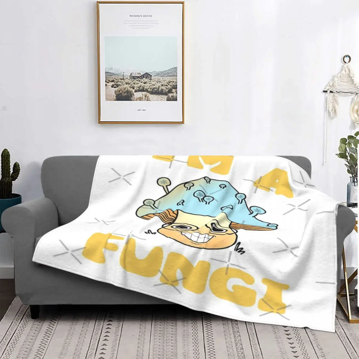 

Im A Fungi-colcha A cuadros para cama, manta de felpa de Anime para Picnic, fundas de invierno