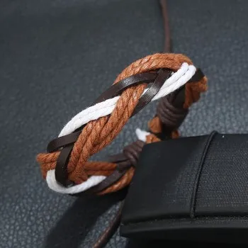

European and American new jewelry factory direct sales retro cowhide bracelet simple woven leather bracelet bracelet B017986