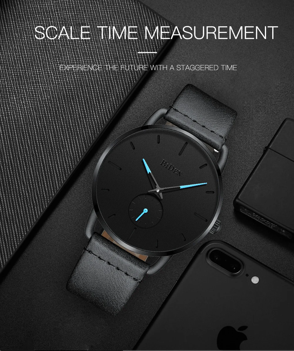 Reloj Hombre BIDEN Top Brand Luxury Men Watches Waterproof Ultra Thin Date Wrist Watch Male Mesh Strap Casual Quartz Clock