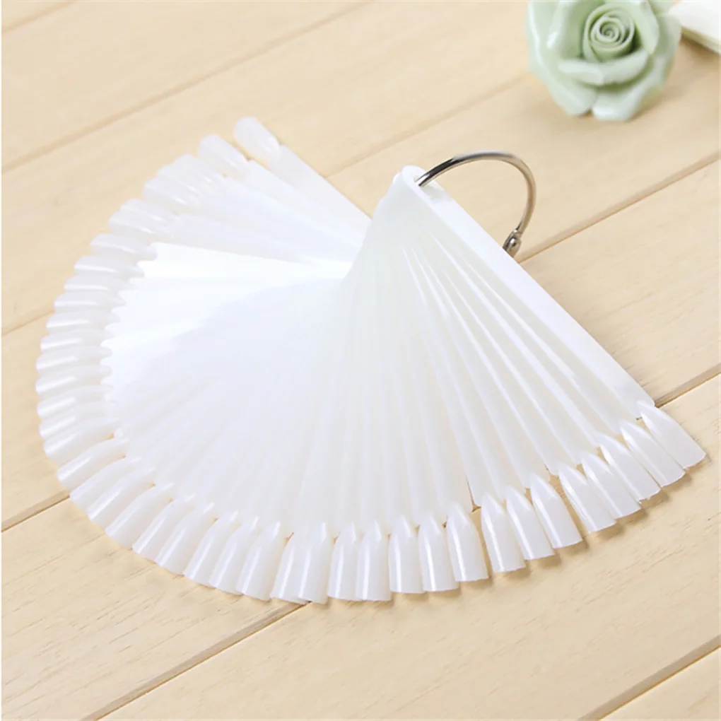 50pcs Nail Art False Tip Sticks Display Fan Manicure DIY Practise Tips Palette Transparent | Красота и здоровье