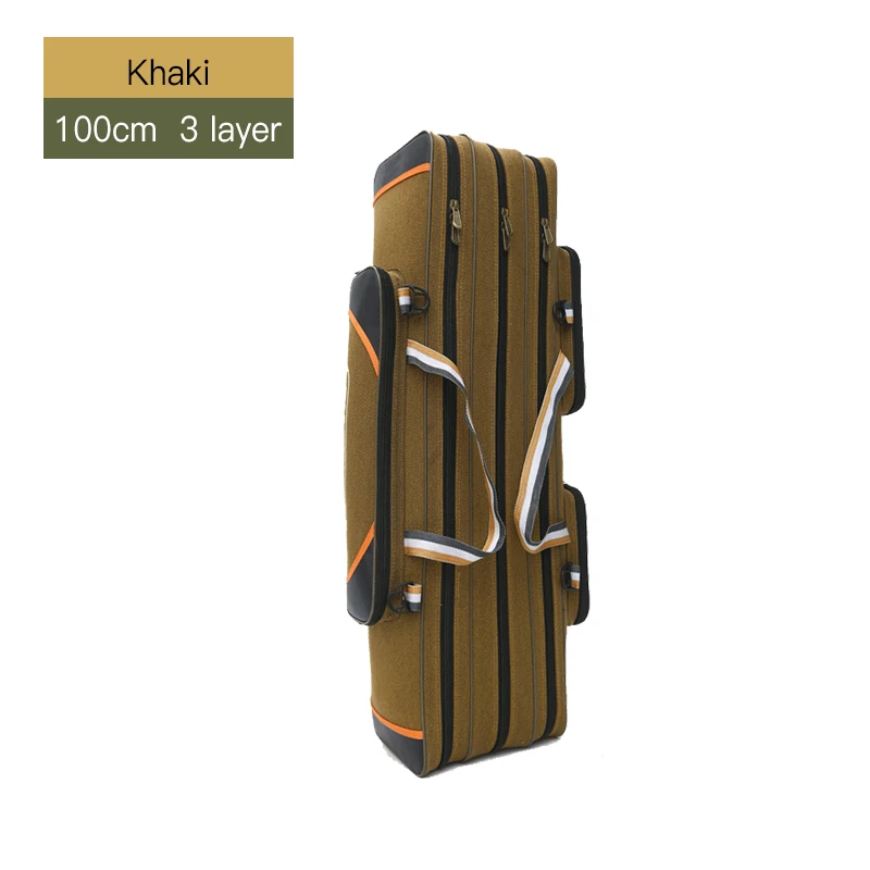 3 Layer 100cm Khaki 2/3/4 слоя из плотной ткани на открытом воздухе мешок рыболовной удочки Водонепроницаемый сумки для рыбалки рыболовные снасти сумка Многофункциональный рюкзак для рыбалки XA157G - Цвет: 3 Layer 100cm Khaki