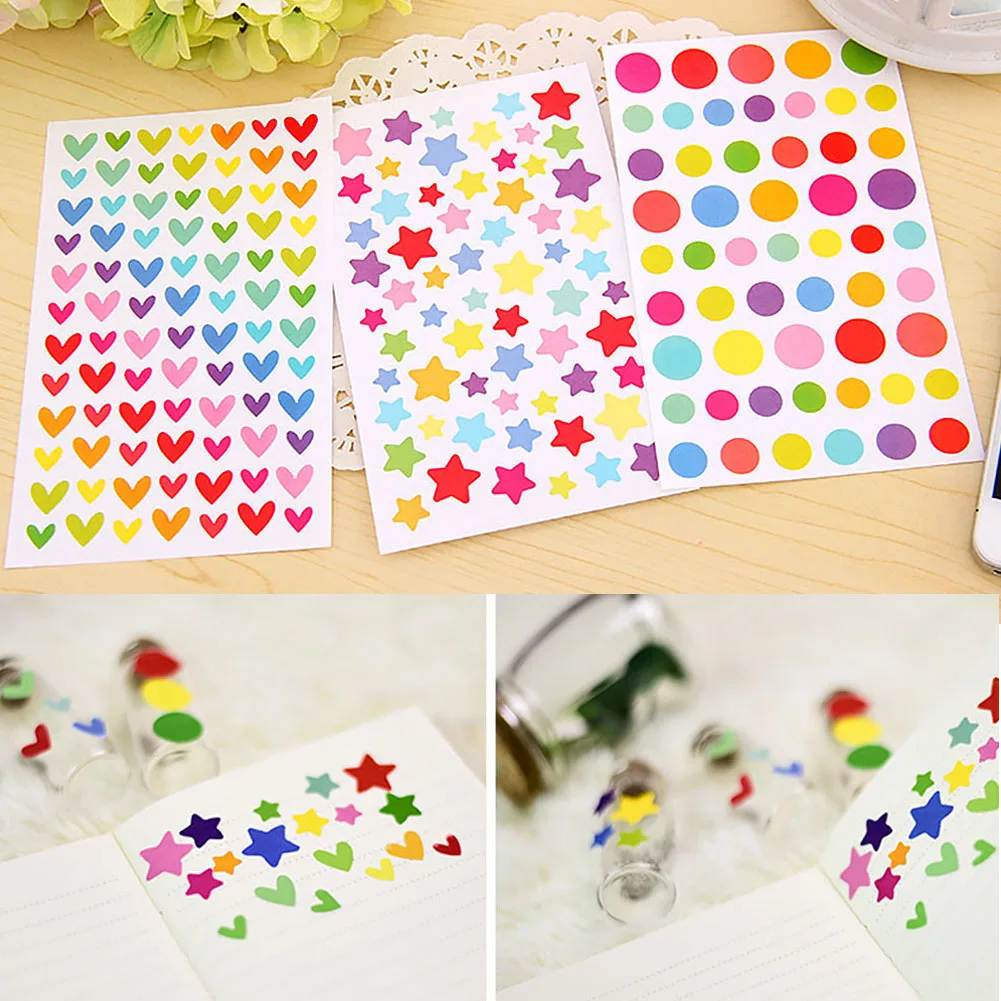 Наклейки в альбом Скрапбукинг этикетка круглые точки пентаграмма милое