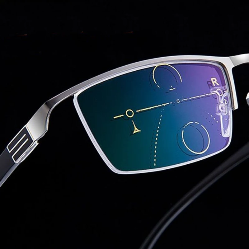 MGHBHS High grade alloy anti-blue light reading glasses progressive multi-focus for both men and women