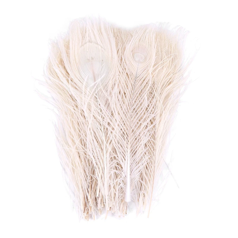 

50 шт./натуральные белые перья павлина в глазах, от 10 до 12 дюймов яркого павлина