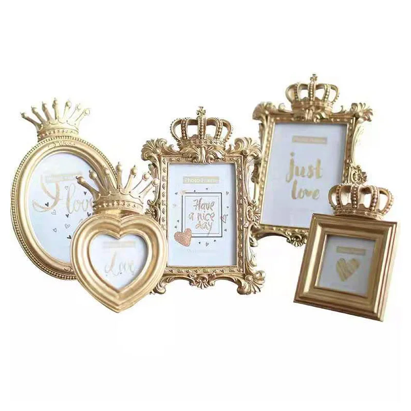 Оптовая продажа Скандинавская Золотая фоторамка в виде короны аксессуары для