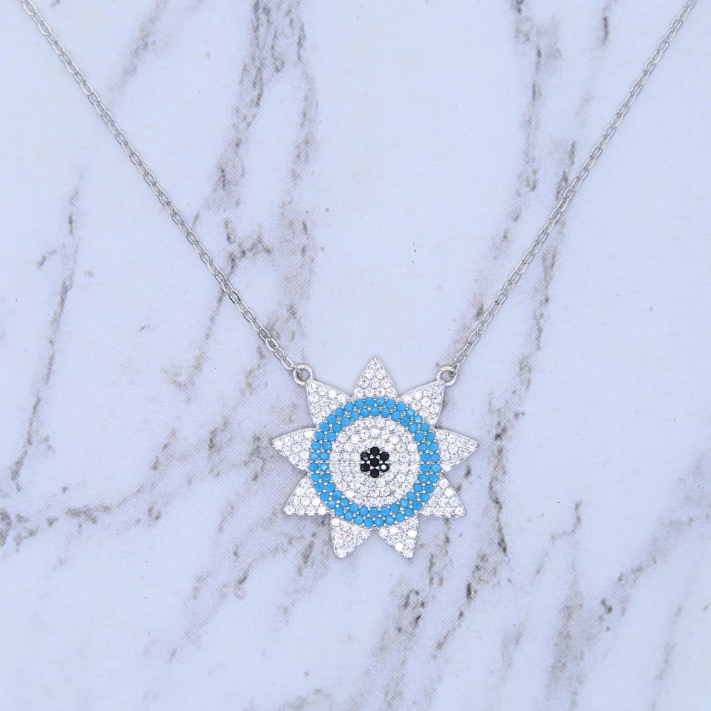 Продвижение Серебро Цвет Micro Pave белого и синего цвета нано бирюзовый камень