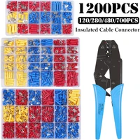2807001200pcs insulated electrical connectors terminal spade cable wire crimp butt ring fork set ring lugs rolled crimp pliers