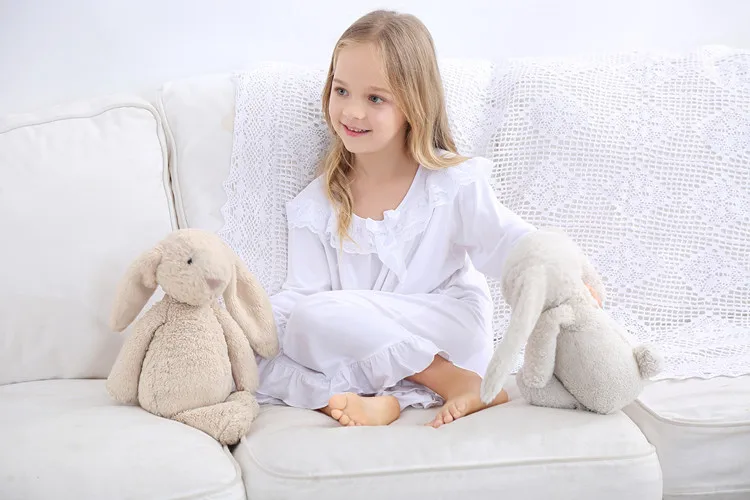 Качественная мягкая детская пижама для девочек кружевное платье принцессы