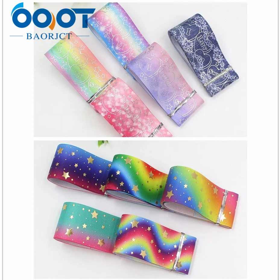 10 each one yards OOOT BAORJCT I-19917-2179, 38 мм, 10 ярды/lote Estrelas coloridas горячего тиснения корсажные ленты, лук кепки DIY Аксессуары декор - Цвет: 10 each one yards