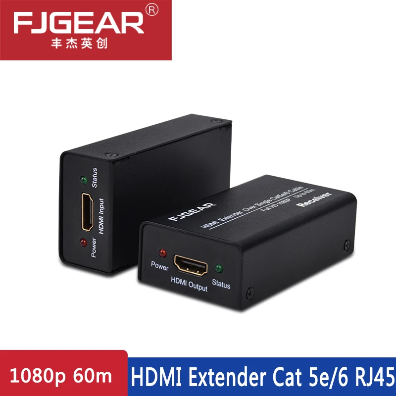 60 м HDMI удлинитель 1080p 3D передатчик приемник через Cat 5e/6 RJ45 Ethernet конвертер США ЕС