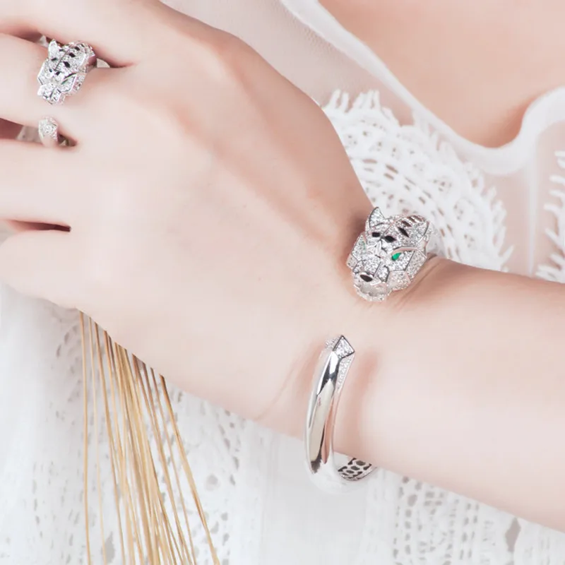 

Luxury Classic Female Male Wedding Jewelry Sets Real 925 Sterling Silver Gorgeous Zricon Bangle Ring Finger for Birdal Jewelry