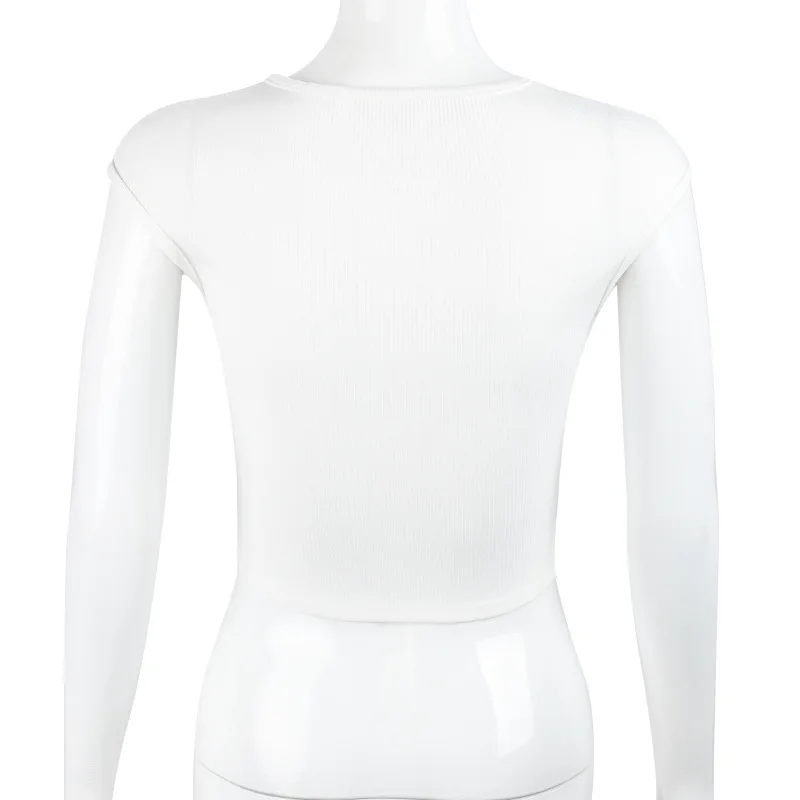 

Summer sexy hollow slim solid color short-sleeved T-shirt