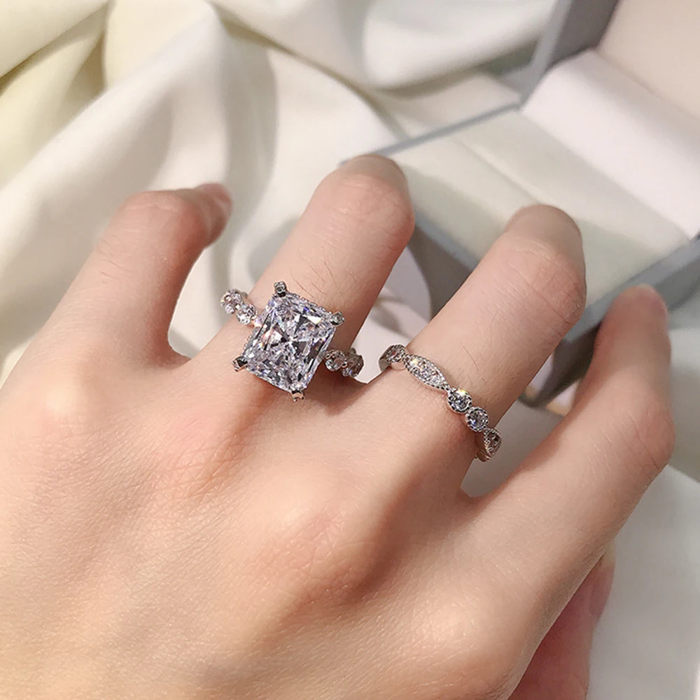 Реальные искусственные серебряные обручальные кольца 2 шт. в комплекте блестящие