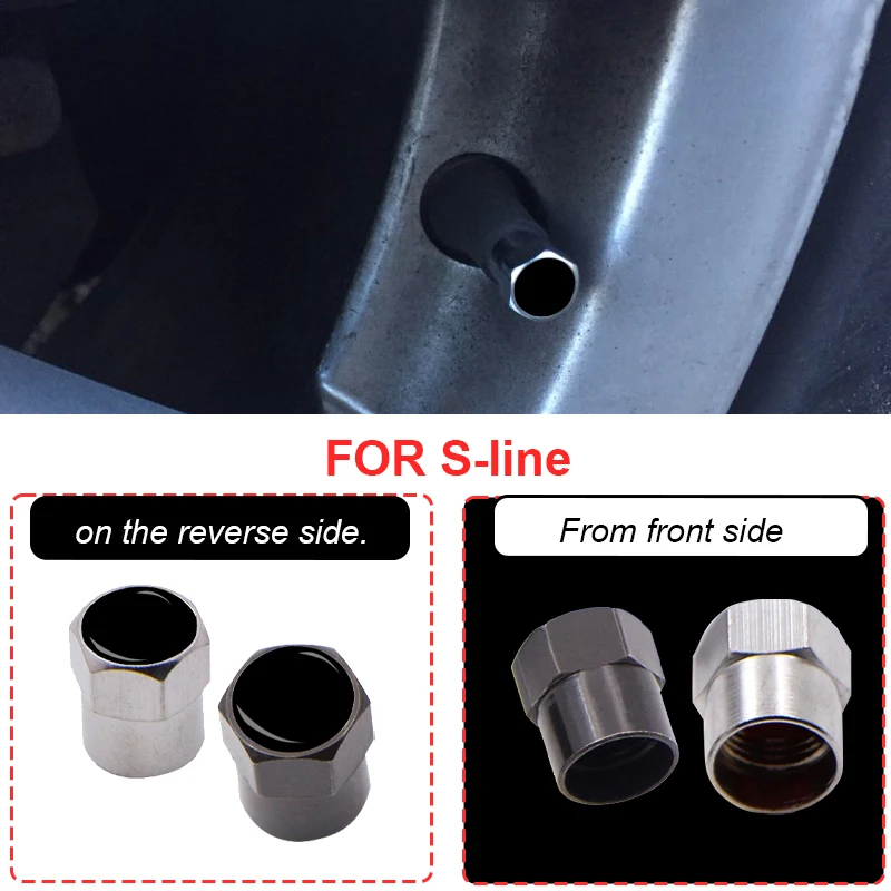 

New 4pcs Car Wheel Tire Valve Stem Caps Cover For For Audi Sline A6L A4L A3 A4 A7 A5 Q3 Q5L Q7 Q2L S4 S5 S6 S7 S8 TT RS3 RS4