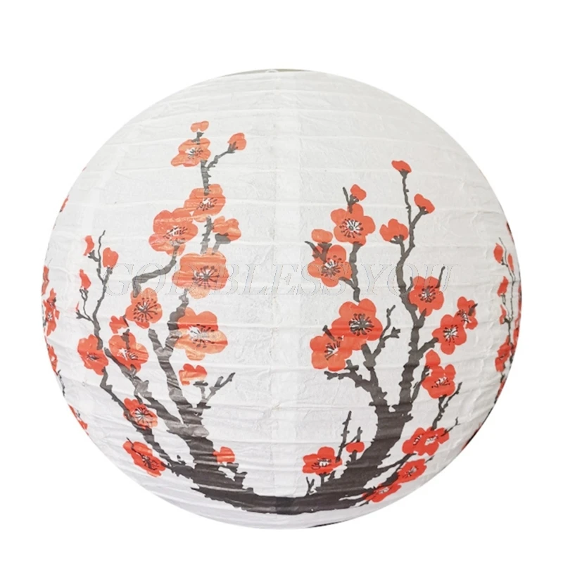 Красный цветок вишни бумажный фонарь Белый Круглый Китайский Японский