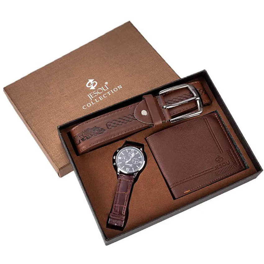Рождественские мужские часы бумажник Ремень Подарочный Набор для мужчин бизнес