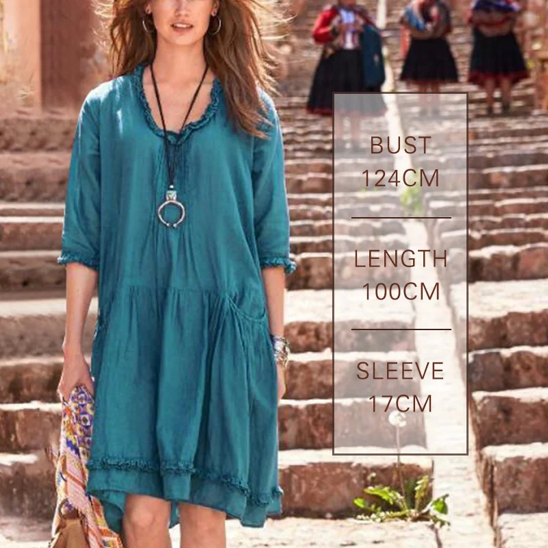 

Casual Loose Beach Dress Pleated Bohemia Style Women'S Clothing Fashion 2021 Swim Cover-Ups One Size