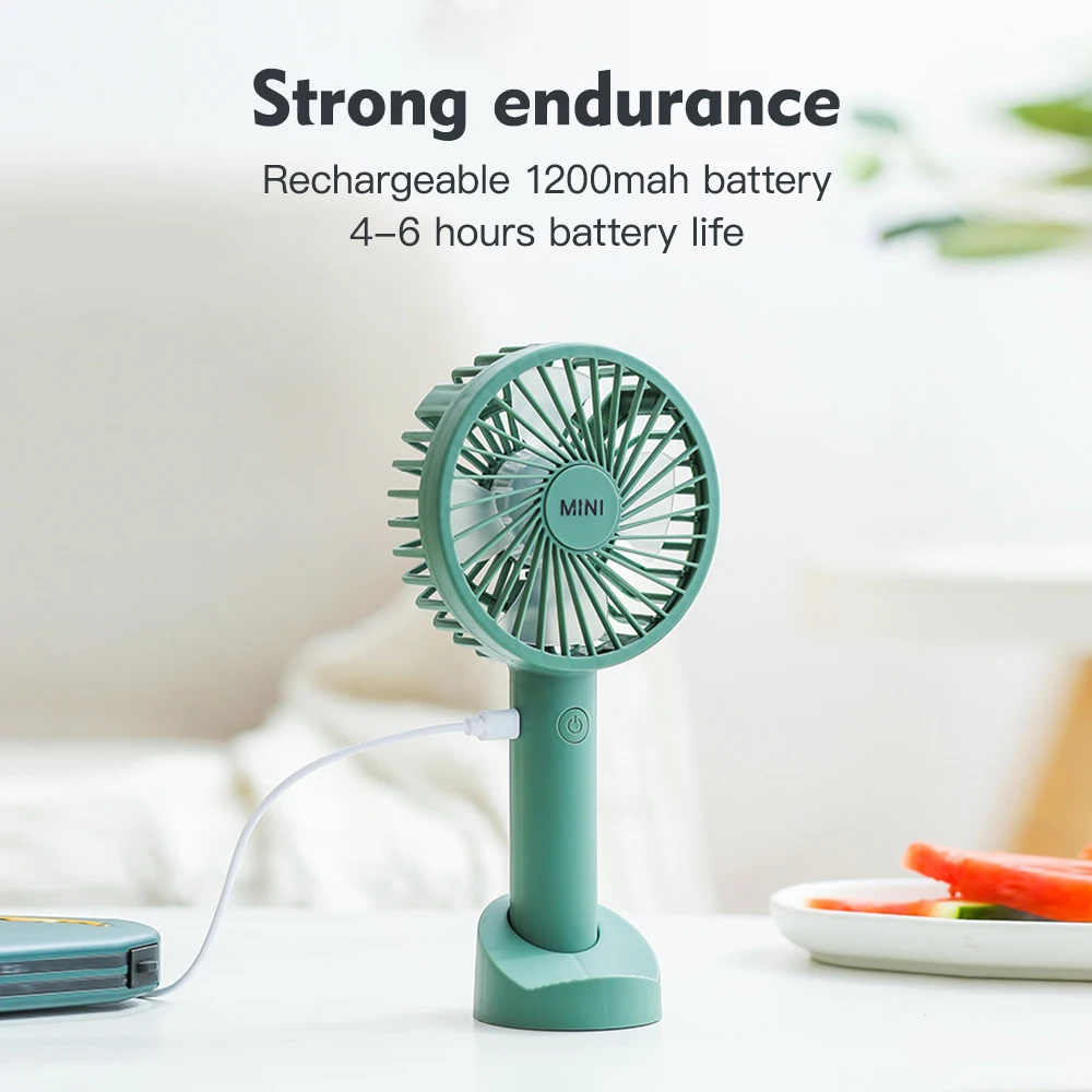 

Mini Handheld Fan Portable Usb Rechargeable Battery Cooling Desktop with Base Mobile phone bracket 3 Modes for Travel Outdoor