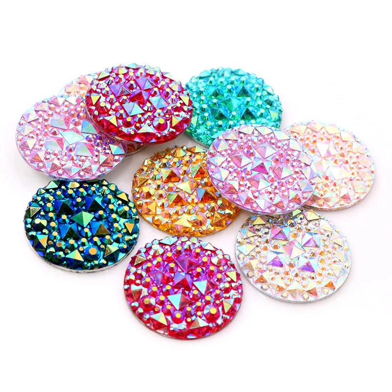 

New Fashion 10pcs 25mm Mixed Color Flat Back Resin Cabochons Cameo G4-14