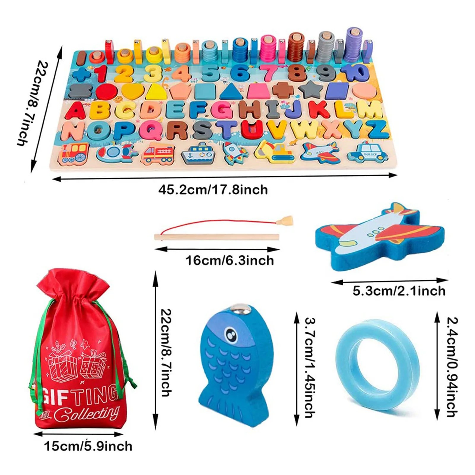 

Wooden Seven In One Matching Board Makaron Magnetic Fishing Game Multi Function Logarithmic Board Children's Educational Toys