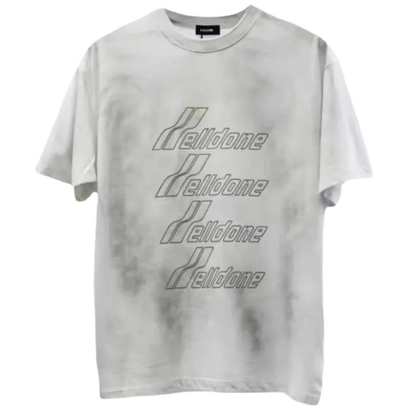 

We11done 2021 Summer New Style Old Barrage Round Neck Reflective Letter LOGO Loose Short-sleeved T-shirt for Men and Women