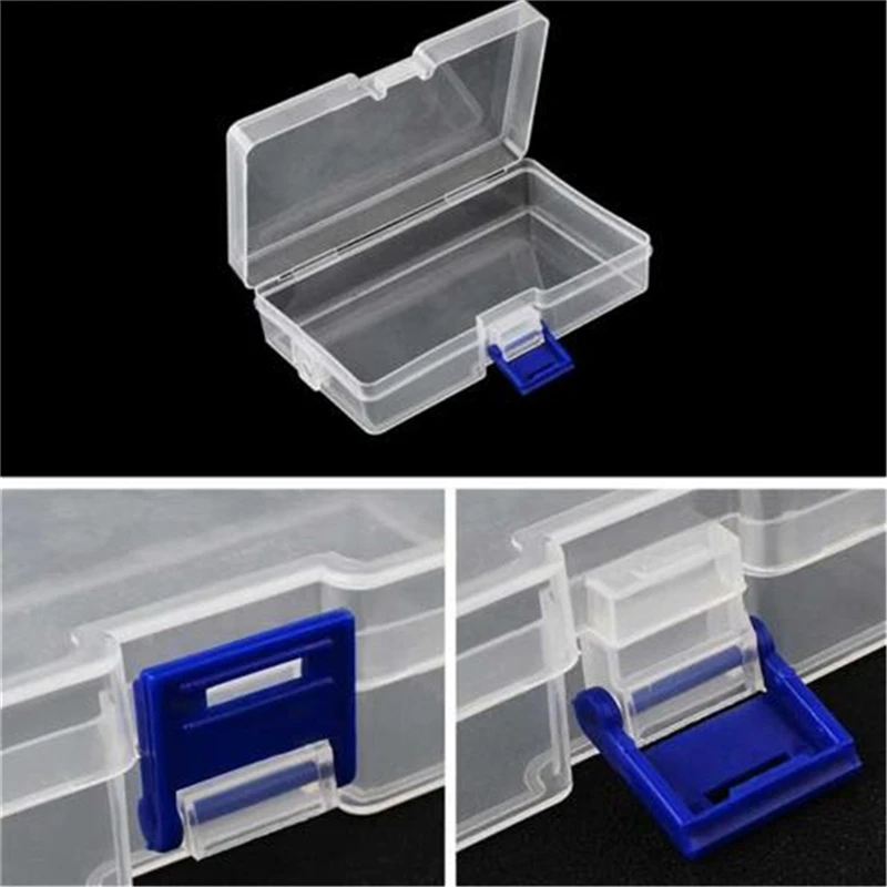 

Rectangle Nail Art Storage Box Tweezers Cuticle Pusher Brushes Cleaning Cotton Pads Plastic Empty Case Manicure Container Tools